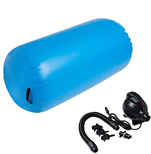 Minetom Air Roll 100cm Aufblasbare Luft Rollen Yoga Roll Gym Air Barrel Übung Spalte mit Pumpe (Blau, 100x75) von Minetom