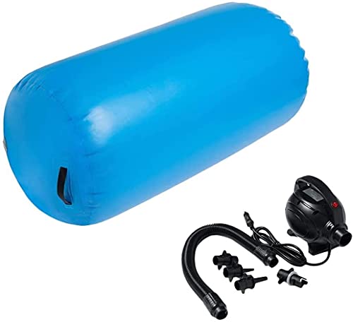 Minetom Air Roll 100cm Aufblasbare Luft Rollen Yoga Roll Gym Air Barrel Air Spalte mit Pumpe Blau 100cm X 90cm von Minetom