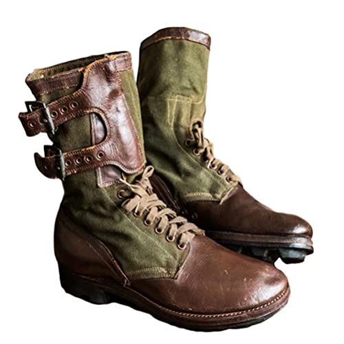 Minetom Herren Western Cowboy Stiefel Stiefeletten Reiterstiefel Vintage Combat Boots Stiefel Biker Boots Mit Blockabsat D Grün 41 EU von Minetom