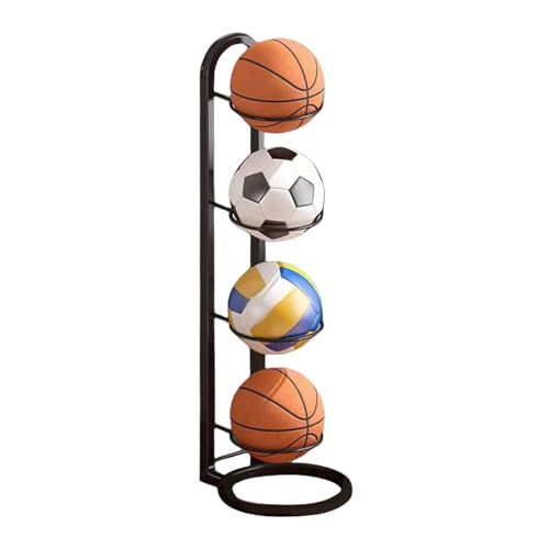 Mingchengheng 4-lagiger Ballständer Vertikale Ballaufbewahrung, Ball Aufbewahrung, Fußballständer, Basketball Halter,Innenbereich Ballregal,Metall Ballständer Display Halter Für Fußball Basketball von Mingchengheng