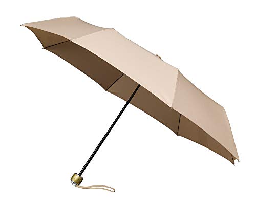 MiniMax Damen Regenschirm, faltbar und kompakt, Beige – Kleiner Regenschirm von 25 cm – leicht 300 g – ideal für Reisen – großer Schutz von 1 Metern Durchmesser von Impliva