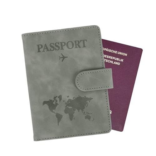 Minicloss Reisepass Hull Travel Wallet Passport Cover,Tragbare Reisepass Tasche, Reisepasshülle mit RFID Blocker, Reisepass Hülle für Damen Herren,für Kreditkarten Ausweis und Reisedokumente von Minicloss