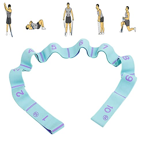 Stretchband, 10 Schlaufen, Stoff, rutschfeste Stretchbänder für Dehnung, Physiotherapie, Pilates, Tanz, Gymnastik, Fitness, Blau von Minmex