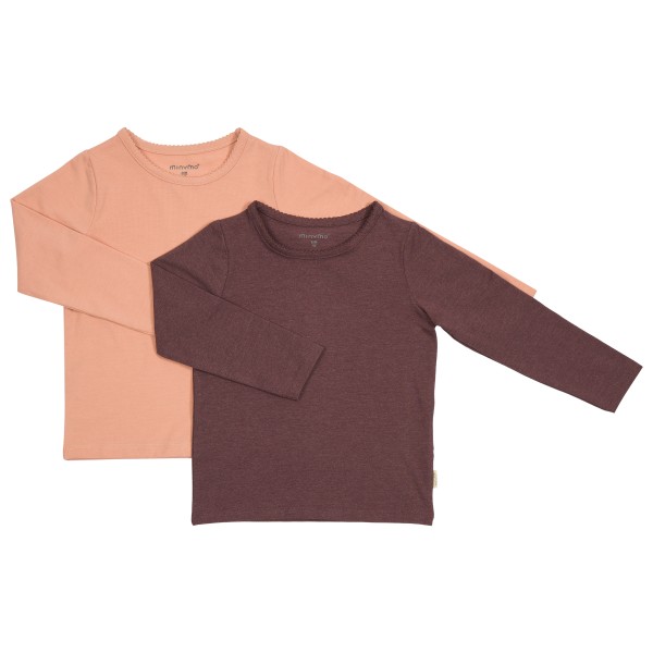 Minymo - Kid's Basic 35 T-Shirt L/S (2-Pack) - Longsleeve Gr 80 braun von Minymo