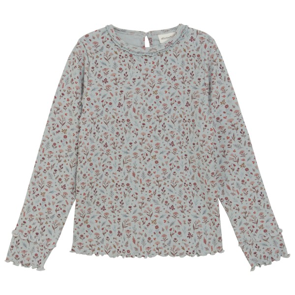 Minymo - Kid's T-Shirt L/S AOP Rib - Longsleeve Gr 122 grau von Minymo