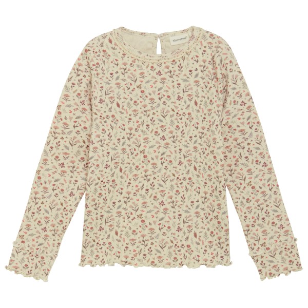 Minymo - Kid's T-Shirt L/S AOP Rib - Longsleeve Gr 128 beige von Minymo