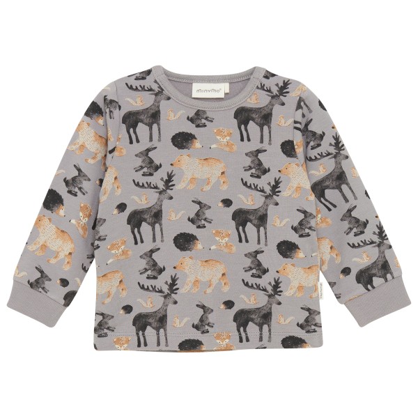Minymo - Kid's T-Shirt L/S AOP Sweat - Longsleeve Gr 62 grau von Minymo