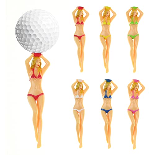 Miokycl 6 Stück Farbige Bikini-Frau-Golfball-Stollen, Neuheits-T-Shirt aus Kunststoff, Damen-Mädchen-T-Shirt für Trainingszubehör (zufällig) von Miokycl