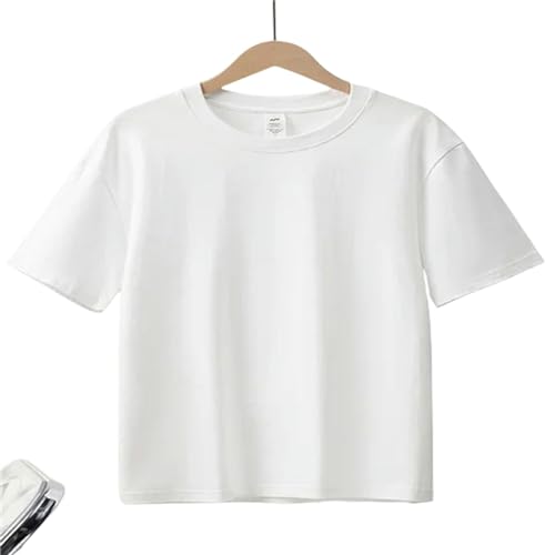 MiqiZWQ T Shirt Damen Baumwollbasis-T-Shirts Frauen Tops Solide Frühlings Sommer Lose Graues T-Shirt Green Damen T-Shirt Damen Damen-Weiß-2Xl von MiqiZWQ