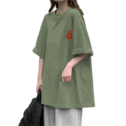 MiqiZWQ T Shirt Damen Sommer Preppy Style Women Tops T-Shirts Losen Lässiger Kurzer Kurzer Baumwoll-T-Shirt-6-4Xl von MiqiZWQ