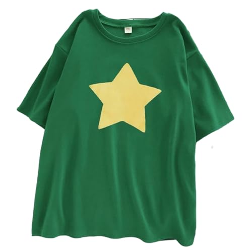 MiqiZWQ T Shirt Damen Süße Gelbe Star Print T-Shirts Weibliche Mode Lässige T-Shirts Straße T-Shirt Frauen T-Shirt-Grün-L von MiqiZWQ