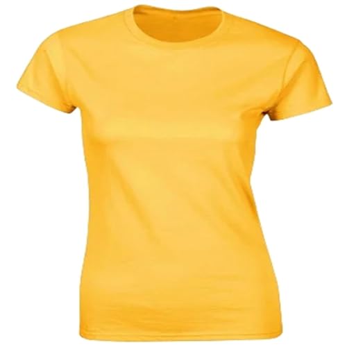 MiqiZWQ T Shirt Damen T-Shirts Für Frauen Aus Baumwolle Kurzärmel-Dunkelgelb-M von MiqiZWQ