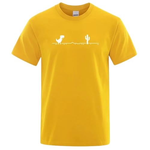 MiqiZWQ T-Shirts für Herren Herren-T-Shirts Bedruckte Tops Sommer-Baumwoll-T-Shirt Für Männer Lässig O-Neck-T-Shirts Basic Top-Gelb-L von MiqiZWQ