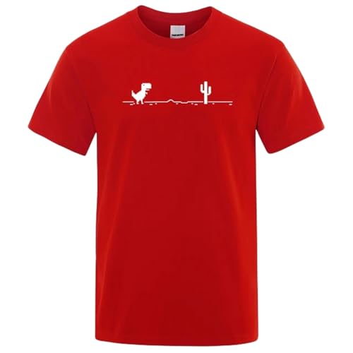 MiqiZWQ T-Shirts für Herren Herren-T-Shirts Bedruckte Tops Sommer-Baumwoll-T-Shirt Für Männer Lässig O-Neck-T-Shirts Basic Top-Rot-M von MiqiZWQ