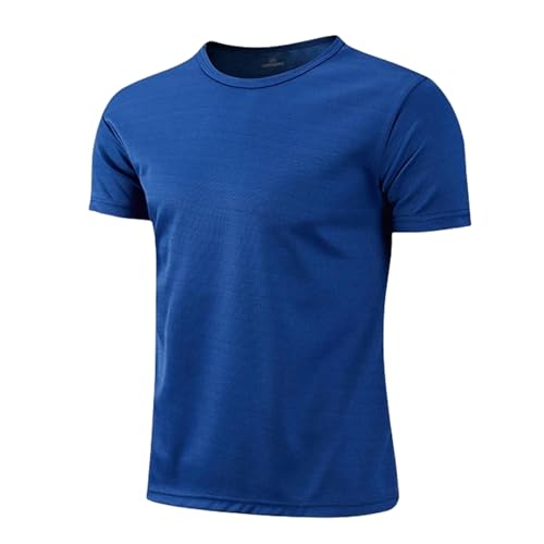 MiqiZWQ T-Shirts für Herren Männer Frauen Schnell Trocken Kurzarm Sport T-Shirt-Fitness-Hemd-Trainer T-Shirt Teenager Atmungsaktiven Sportswears-Blau-L von MiqiZWQ