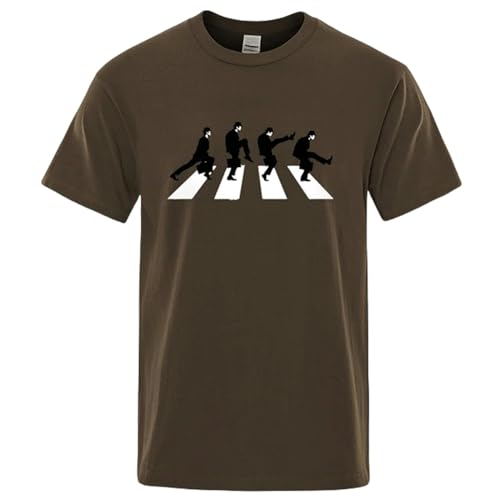 MiqiZWQ T-Shirts für Herren Männer T-Shirt Mode Lustige Kurze Ärmel-Baumwoll-T-Shirt-Persönlichkeit T-Shirt-Braun-XL von MiqiZWQ