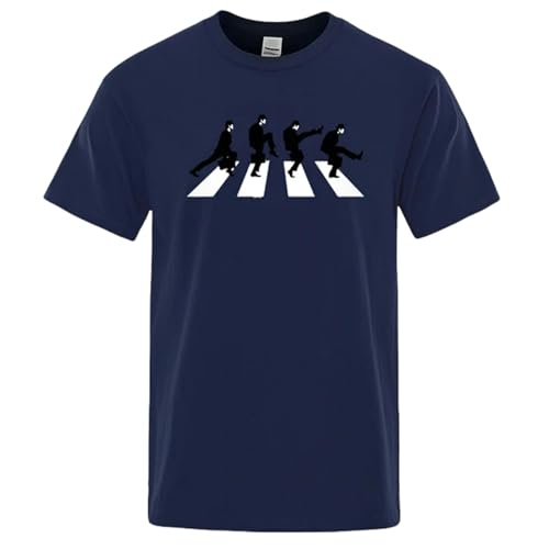 MiqiZWQ T-Shirts für Herren Männer T-Shirt Mode Lustige Kurze Ärmel-Baumwoll-T-Shirt-Persönlichkeit T-Shirt-Dunkelblau-L von MiqiZWQ