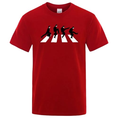 MiqiZWQ T-Shirts für Herren Männer T-Shirt Mode Lustige Kurze Ärmel-Baumwoll-T-Shirt-Persönlichkeit T-Shirt-Rot-3Xl von MiqiZWQ