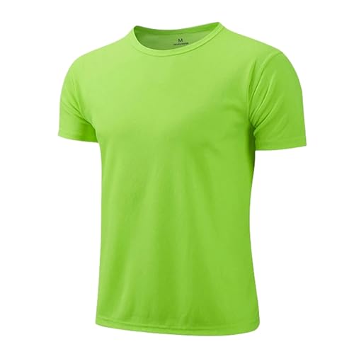 MiqiZWQ T-Shirts für Herren Schnelltrockner Runde Neck Sport T-Shirt Gymnastik-Trikots Fitness Shirt Trainer Running T-Shirt Männer Atmungsaktive Sportswear-Grün-L-A von MiqiZWQ