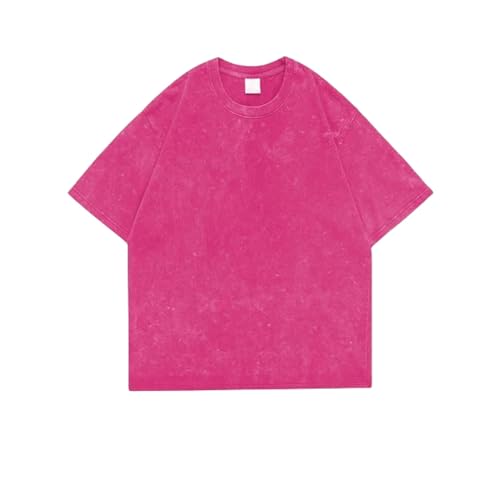 MiqiZWQ T-Shirts für Herren T-Shirt Männer Feste Farbe Kurzarm Tops American Cotton Heavy Stoff Sommer Männliche Tees-Rot-XL von MiqiZWQ