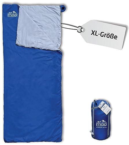 MIQIO® 2in1 Großer XL Sommer Schlafsack für Erwachsene | Kompressionssack für kleines Packmaß | Für Camping, Outdoor, Festivals | Deckenschlafsack und XL Reisedecke in einem | Koppelbar von Miqio
