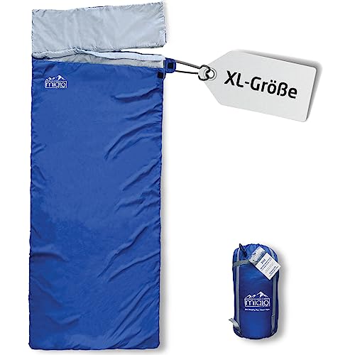 MIQIO® 2in1 Großer XL Sommer Schlafsack für Erwachsene | Kompressionssack für kleines Packmaß | Für Camping, Outdoor, Festivals | Deckenschlafsack und XL Reisedecke in einem | Koppelbar von Miqio