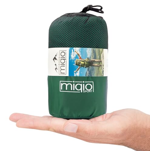 MIQIO® 2in1 Hüttenschlafsack mit durchgängigem Reißverschluss (Links oder rechts): Leichter Komfort Reiseschlafsack und XL Reisedecke in Einem - Sommer Schlafsack Innenschlafsack Inlett Inlay - Grün von Miqio