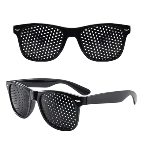 MisFun 2 Stücke Schwarze Rasterbrille, Rasterbrille Pinhole Glasses, Pinhole Brille, Gitterbrille Mit Faltbaren, Rasterbrille Lochbrille, Lochbrille für Augentraining zur Entspannung von MisFun