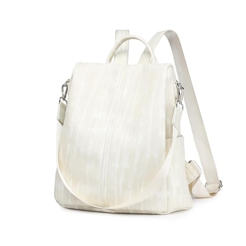 Miss Lulu Damen Reiserucksack Kleiner Rucksack Anti-Diebstahl Nylon Taschen Design Handtasche Wasserdicht Umhängetasche für Schule (Beige) von Miss Lulu