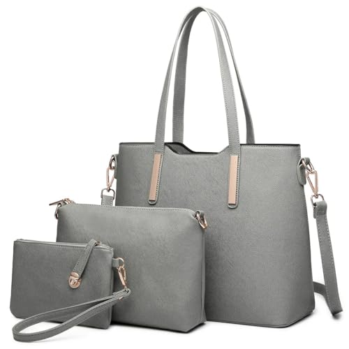 Miss Lulu Handtasche Damen Schultertaschen für Damen Tragetasche Damen Tote Bag Groß Henkeltasche Damen Frauen Schulter Beuteltote Gross Henkeltasche Set 3-teiliges Set von Miss Lulu