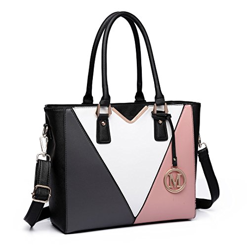 Miss Lulu Handtasche Damen, Taschen Damen, Schultertaschen Damen Shopper Damen Handtaschen Damen V-förmiges Design Handtasche Damen Synthetic Ledertasche Mit abnehmbarem Schultergurt von Miss Lulu