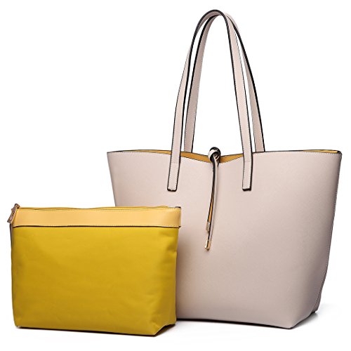 Miss Lulu Schultertaschen für Damen Shopper Damen Groß Tasche Damen Henkeltasche Damen Modische Einkaufstasche PU-Leder Praktisches 2-teiliges Handtaschen-Set von Miss Lulu