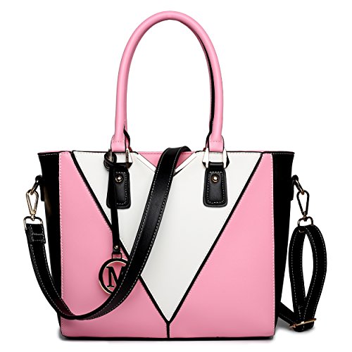 Miss Lulu Handtasche Damen, Taschen Damen, Schultertaschen Damen Shopper Damen Handtaschen Damen V-förmiges Design Handtasche Damen Synthetic Ledertasche Mit abnehmbarem Schultergurt von Miss Lulu