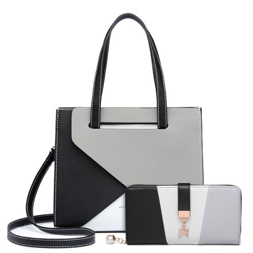 Miss Lulu Schultertaschen für Damen Tasche damen Handtasche für Frauen Mode Umhängetasche Prägnante Farbstiche Schultertasche mit Schwarz Geldbörsen von Miss Lulu