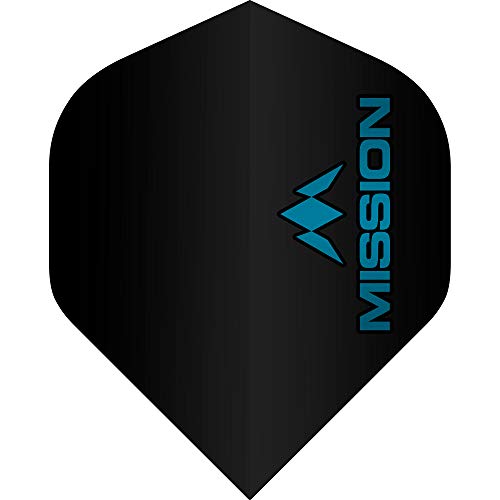 Mission Black Logo Dart-Flights, 100 Mikrometer, Standard, Blau, 1 Set (3) von Mission Darts