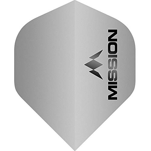 Mission Darts Mission Logo Dart Flights | Dickes 100 Mikron UV-Finish | Standard Nr. 2, Silber, 1 Set mit 3 Flights (#_1xF1955) von Mission Darts