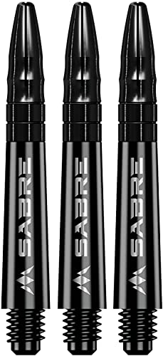 Mission Darts Sabre Shafts | Durable Black Polycarbonate Stems with Coloured Aluminium Top | 1 Set of 3 Shafts | Black | Short (S1511) von Mission Darts