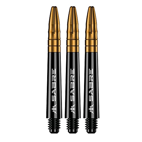 Mission Darts Sabre Shafts | Durable Black Polycarbonate Stems with Coloured Aluminium Top | 1 Set of 3 Shafts | Gold | Tweenie (S1516) von Mission Darts
