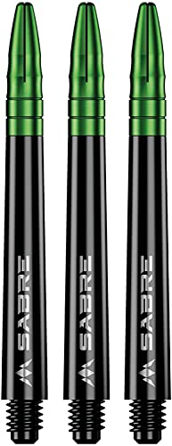 Mission Darts Sabre Shafts | Durable Black Polycarbonate Stems with Coloured Aluminium Top | 1 Set of 3 Shafts | Green | Medium (S1506) von Mission Darts