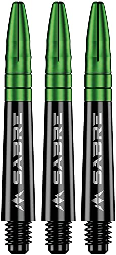 Mission Darts Sabre Shafts | Durable Black Polycarbonate Stems with Coloured Aluminium Top | 1 Set of 3 Shafts | Green | Short (S1508) von Mission Darts