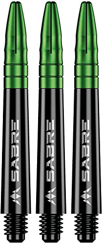 Mission Darts Sabre Shafts | Durable Black Polycarbonate Stems with Coloured Aluminium Top | 1 Set of 3 Shafts | Green | Tweenie (S1507) von Mission Darts