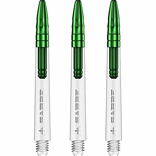 Mission Darts Sabre Shafts | Durable Clear Polycarbonate Stems with Coloured Aluminium Top | 1 Set of 3 Shafts | Green | Tweenie (S1534) von Mission Darts