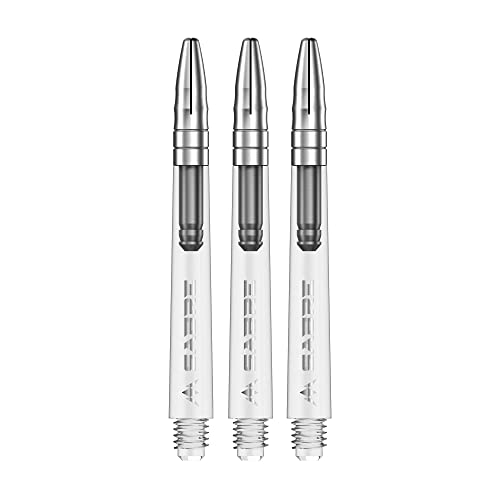 Mission Darts Sabre Shafts | Durable Clear Polycarbonate Stems with Coloured Aluminium Top | 1 Set of 3 Shafts |Silver | Medium (S1539) von Mission Darts