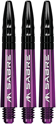 Mission Darts Sabre Shafts | Durable Polycarbonate Stems with Black Aluminium Top | 1 Set of 3 Shafts | Purple | Short (S1553) von Mission Darts