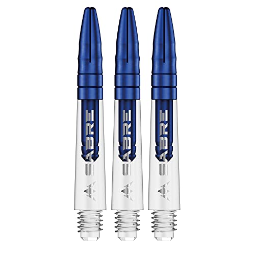 Mission Darts Sabre Shafts | Durable Clear Polycarbonate Stems with Coloured Aluminium Top | 1 Set of 3 Shafts | Blue | Short (S1532) von Mission Darts