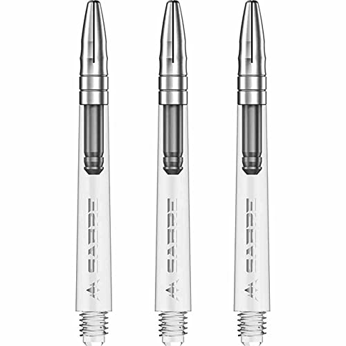 Mission Darts Sabre Shafts | Durable Clear Polycarbonate Stems with Coloured Aluminium Top | 1 Set of 3 Shafts | Silver | Short (S1541) von Mission Darts