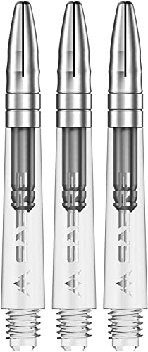 Mission Darts Sabre Shafts | Durable Clear Polycarbonate Stems with Coloured Aluminium Top | 1 Set of 3 Shafts | Silver | Tweenie (S1540) von Mission Darts