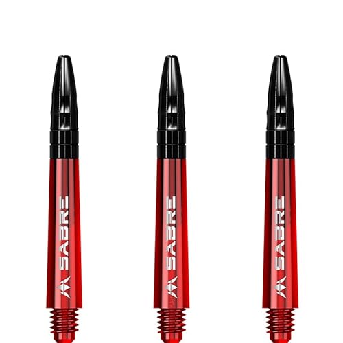 Mission Darts Säbelschäfte | Robuste Polycarbonat-Schäfte mit schwarzer Aluminium-Oberseite | 3 Sets mit 3 Schäften | rot | kurz (S1547) von Mission Darts