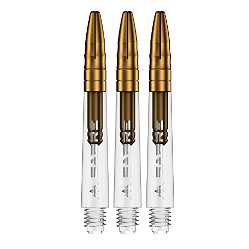 Mission Darts Sabre Shafts | Durable Clear Polycarbonate Stems with Coloured Aluminium Top | 1 Set of 3 Shafts | Gold | Tweenie (S1537) von Mission Darts