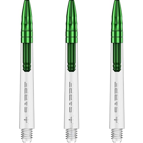 Mission Darts Sabre Shafts | langlebige transparente Polycarbonat-Schäfte mit farbiger Aluminium-Oberseite | 3 Sets mit 3 Schäften | grün | mittel (S1533) von Mission Darts